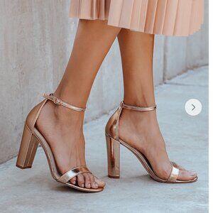 Lulus Taylor Rose Gold Ankle Strap Heels